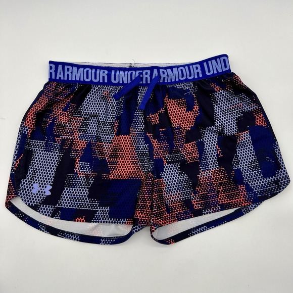 Under Armour Youth Girls Running Shorts | Size Large  Athletic Purple/Orange - Picture 1 of 4